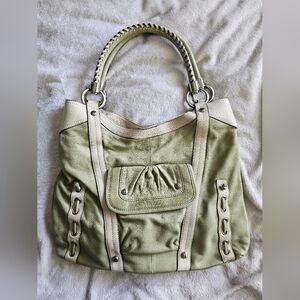 B. Makowsky Green Leather Purse with dust bag